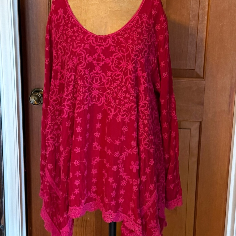 Johnny Was Pink Floral Tunic Top